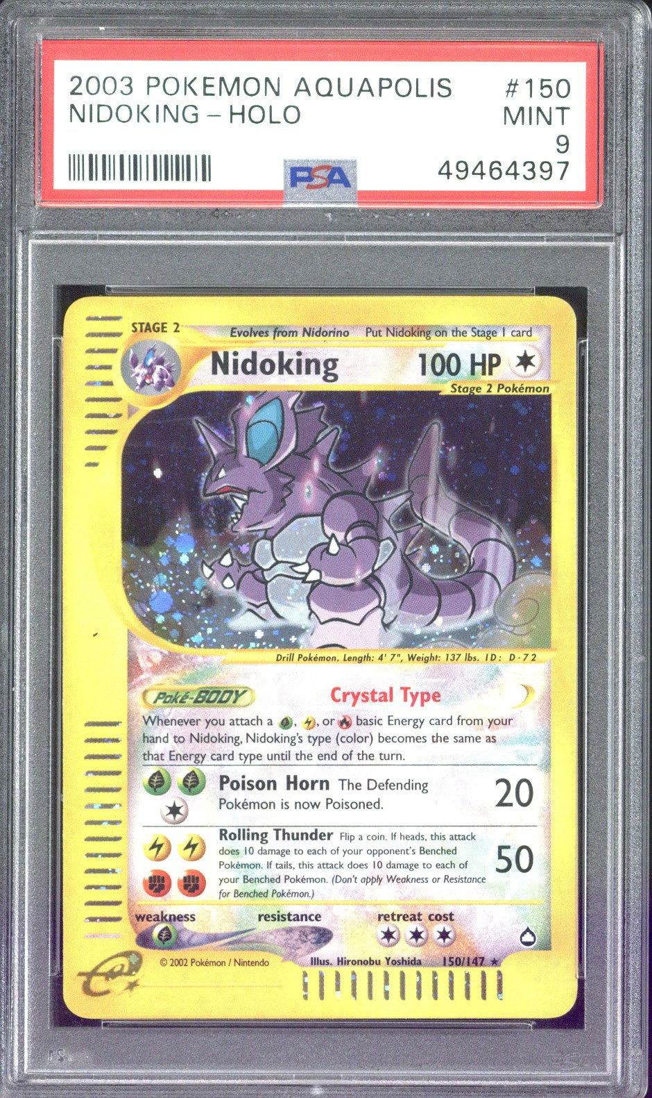 2003 Pokemon Aquapolis Nidoking Holo #150 PSA 9