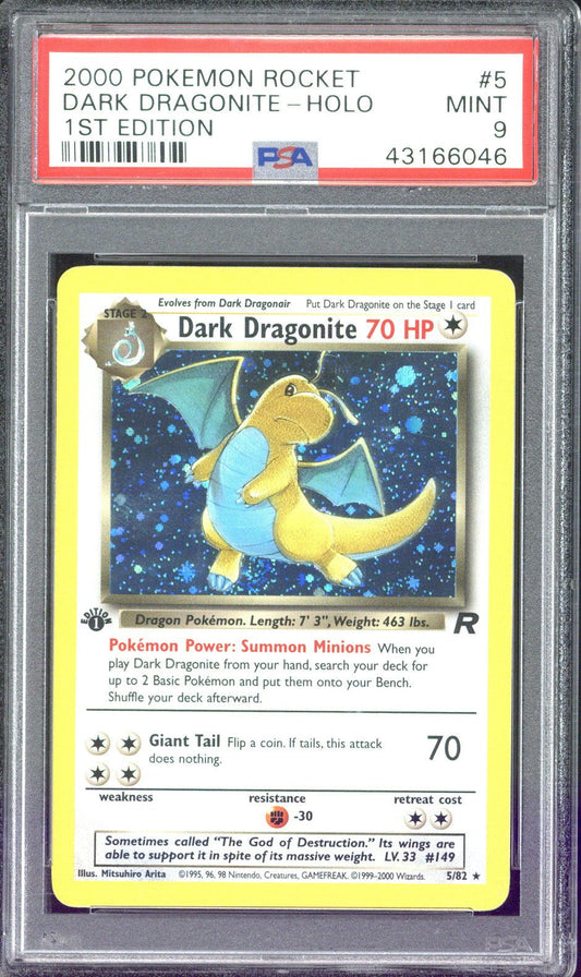 2000 Pokemon Team Rocket 1st Edition Dark Dragonite Holo #5 PSA 9