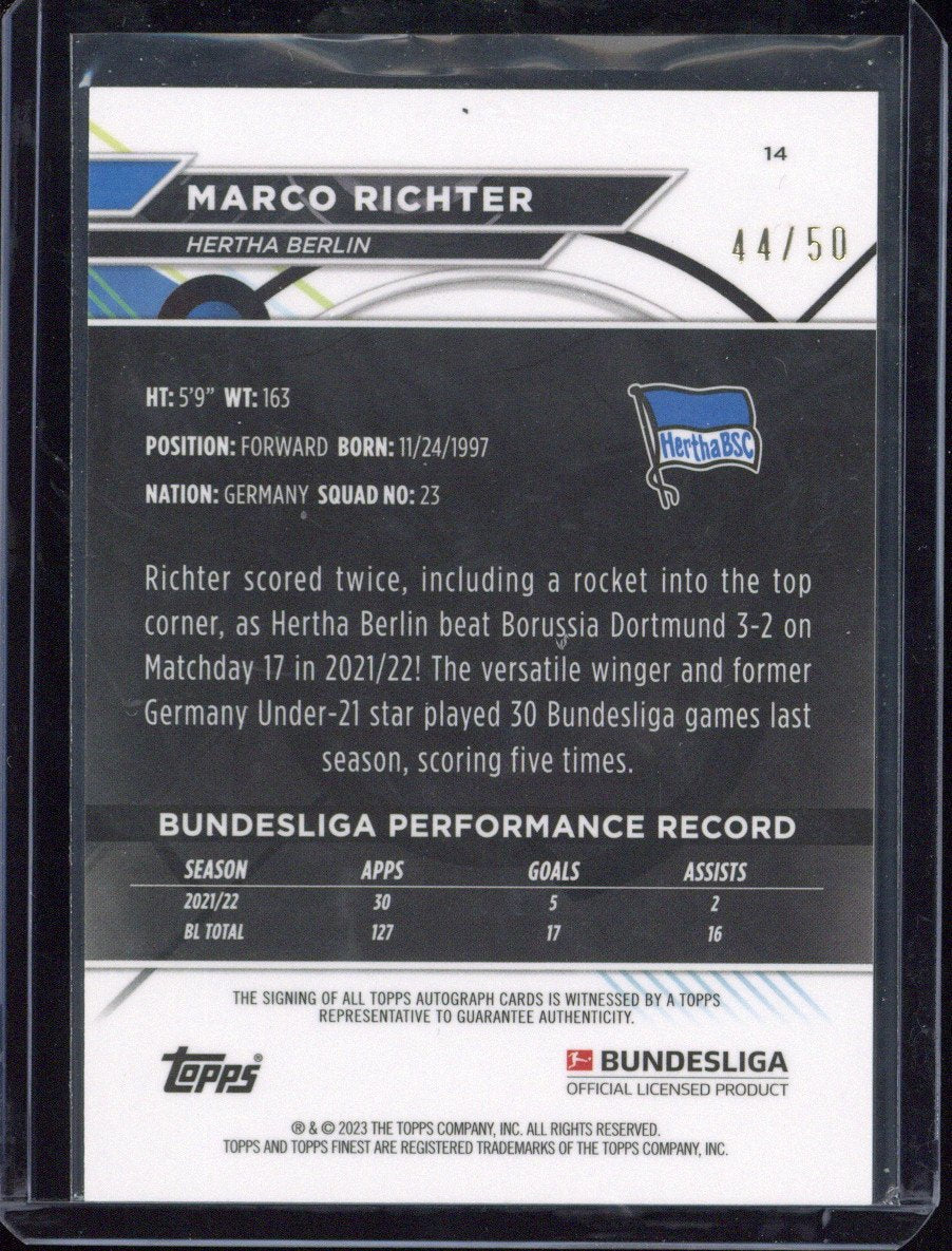 2023 Topps Finest Bundesliga Marco Richter Autograph /50 #14