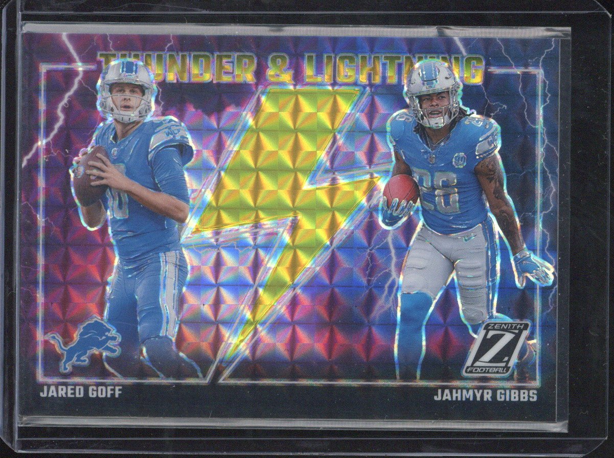 2023 Panini Zenith Football Jared Goff & Jahmyr Gibbs Duo /10 #8