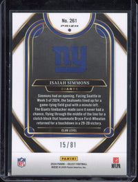 2024 Panini Prizm Select Football Isaiah Simmons /81 #261