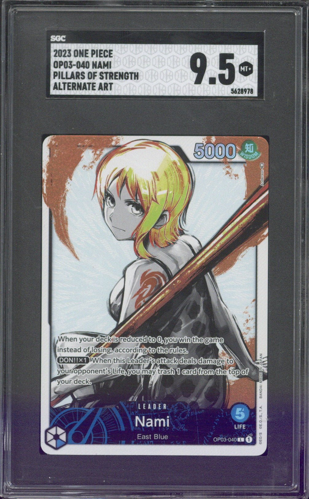 2023 One Piece Pillars Of Strength Nami #OP03-040 SGC 9.5