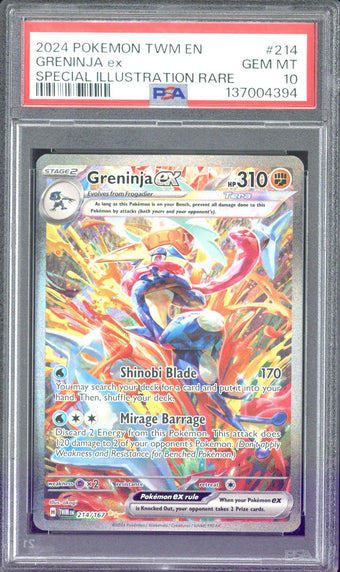 compare product 2024 Pokemon Twilight Masquerade Greninja EX #214 PSA 10