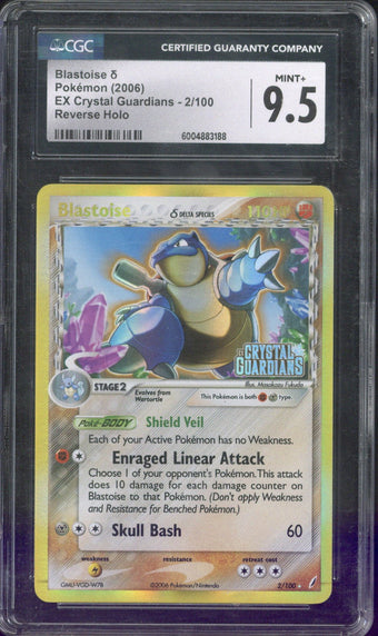 compare product 2006 Pokemon Crystal Guardians Blastoise Reverse Holo #2 CGC 9.5