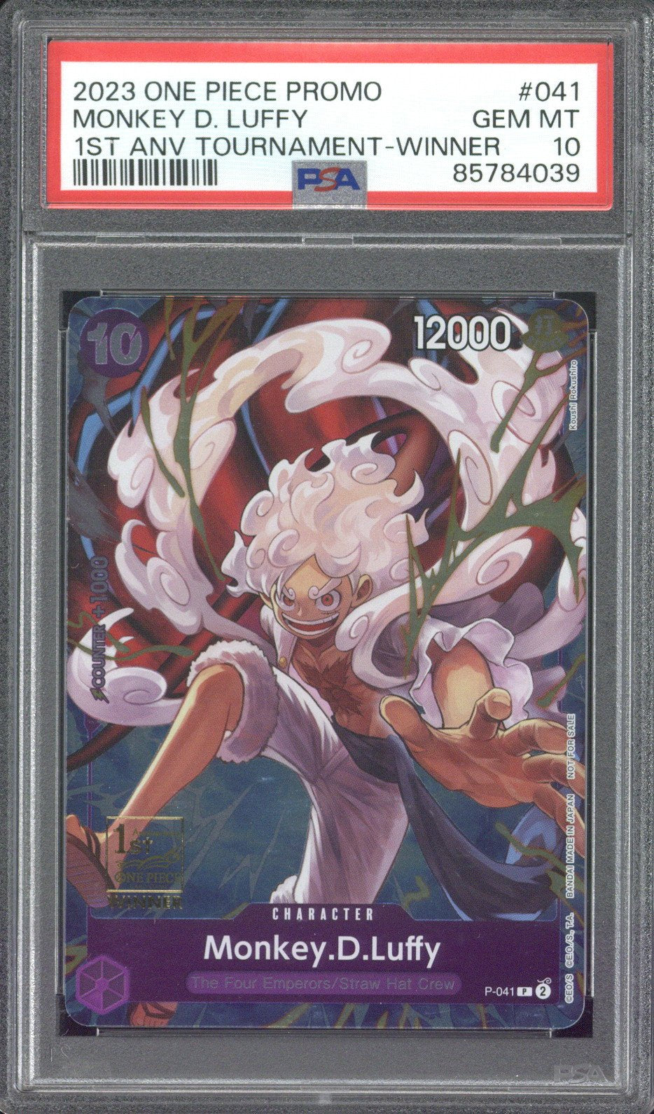 2023 One Piece Promo Monkey D. Luffy 1st Anniversary Tournament-Winner #041 PSA 10