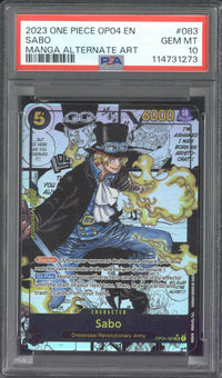 2023 One Piece OP04 EN Sabo Manga Alternate Art #083 PSA 10