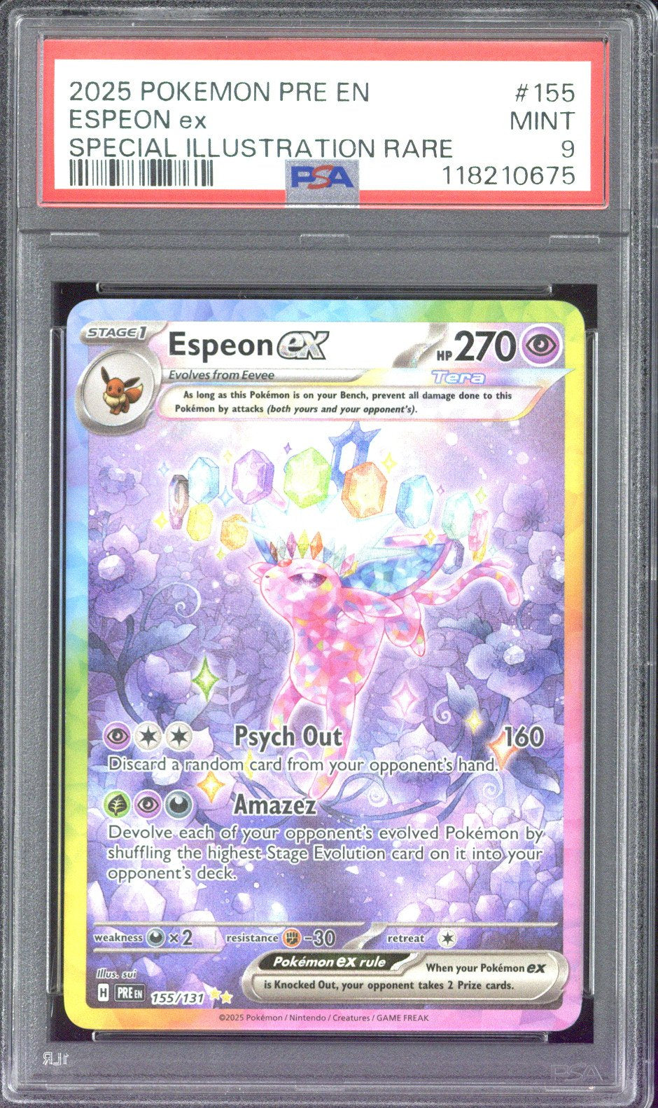 2025 Pokemon PRE EN Espeon ex Special Illustration Rare #155 PSA 9