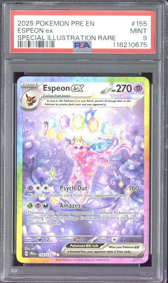 compare product 2025 Pokemon PRE EN Espeon ex Special Illustration Rare #155 PSA 9