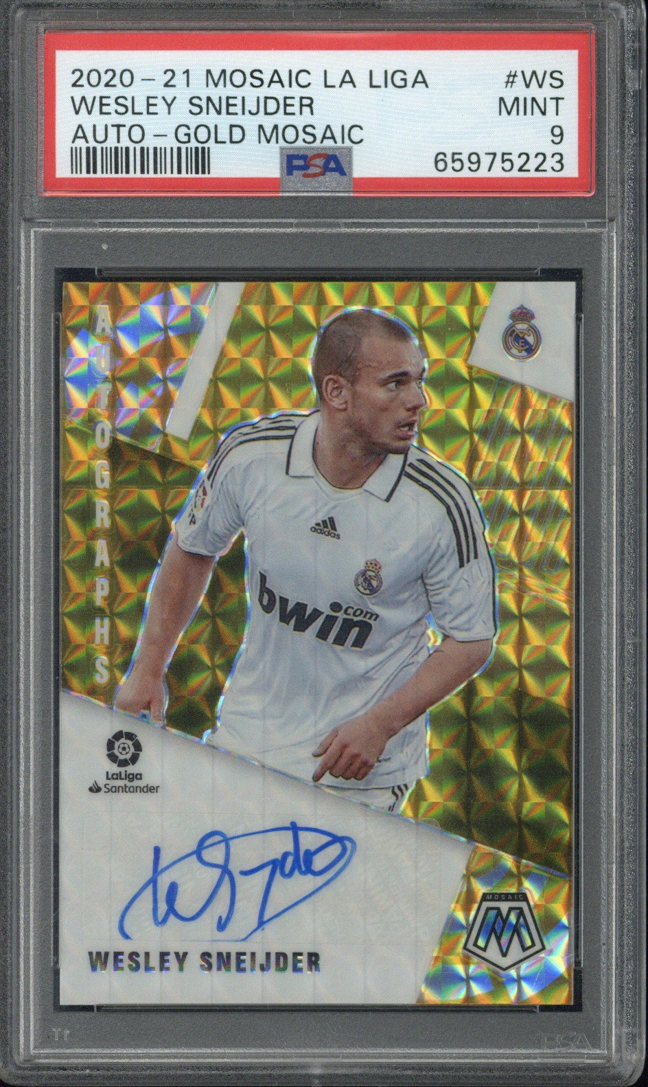 2020-21 Panini Mosaic La Liga Wesley Sneijder Autograph Gold /10 #WS PSA 9