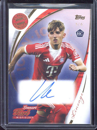 compare product 2025-26 Topps Lineage FC Bayern München Lennart Karl RC On Card Autograph /6 #IA-LK