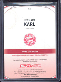 2025-26 Topps Lineage FC Bayern München Lennart Karl RC On Card Autograph /6 #IA-LK