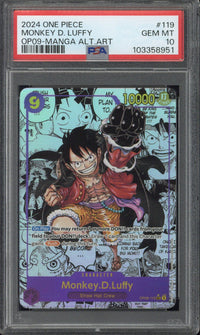 2024 One Piece Monkey D. Luffy OP09-Manga Alternate Art #119 PSA 10