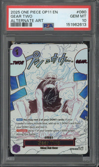 2025 One Piece OP11 EN Gear Two Alternate Art #080 PSA 10
