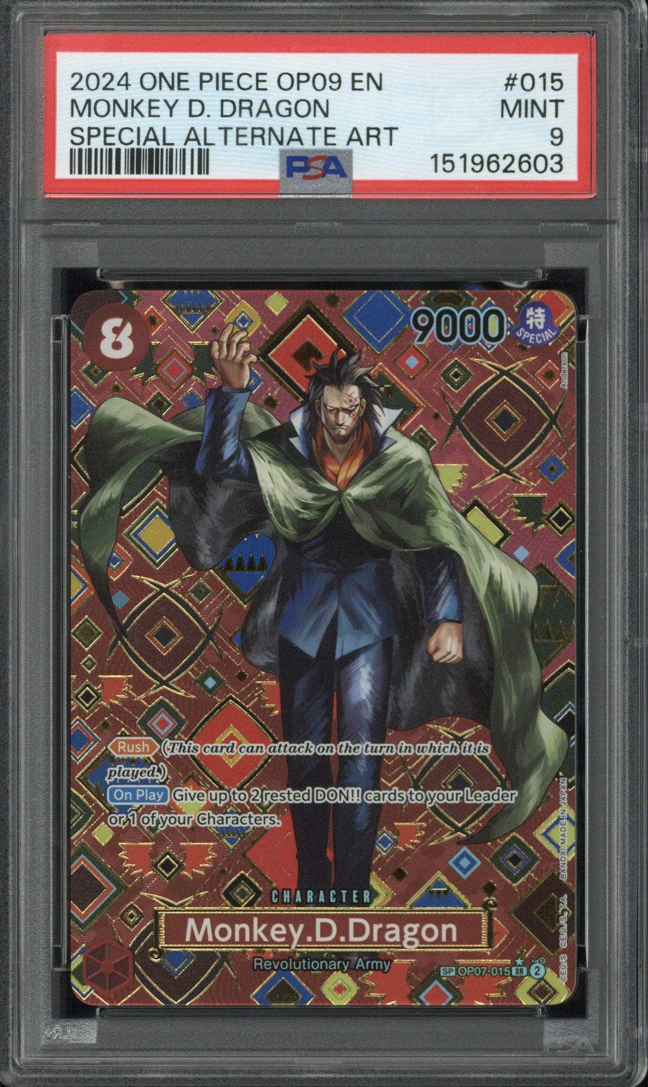 2024 One Piece OP09 EN Monkey D. Dragon Special Alternate Art #015 PSA 9