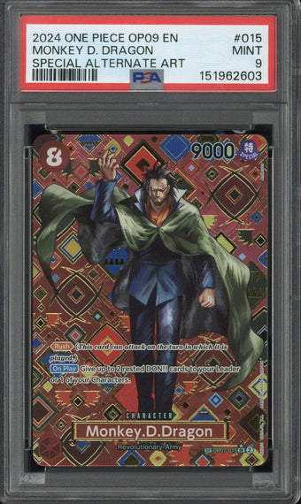 compare product 2024 One Piece OP09 EN Monkey D. Dragon Special Alternate Art #015 PSA 9