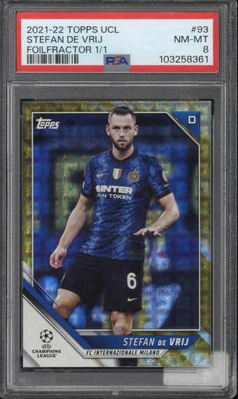 compare product 2021-22 Topps UCL Stefan De Vrij Foilfractor 1/1 #93 PSA 8