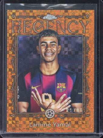 compare product 2026 Topps Chrome Fanatics London Store Lamine Yamal Regency /25 #RC-9
