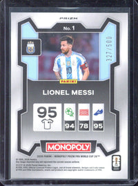 2026 Panini Monopoly Prizm World Cup Lionel Messi Gold Big Money Shimmer /500 #1