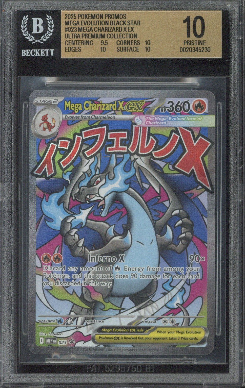 2025 Pokemon Promos Mega Evolution Black Star Mega Charizard X ex #023 Ultra Premium Collection BGS 10