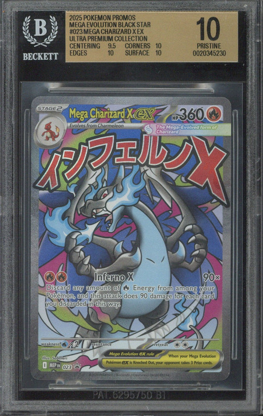 2025 Pokemon Promos Mega Evolution Black Star Mega Charizard X ex #023 Ultra Premium Collection BGS 10