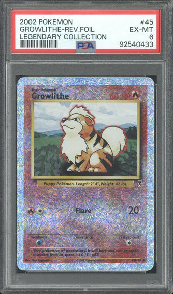 compare product 2002 Pokemon Growlithe -  Rev. Foil Legendary Collection #45 PSA 6