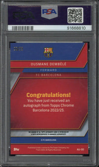2022 Topps Chrome FC Barcelona Ousmane Dembele Orange X-Fractor /25 #AUOD PSA 10 Auto 10
