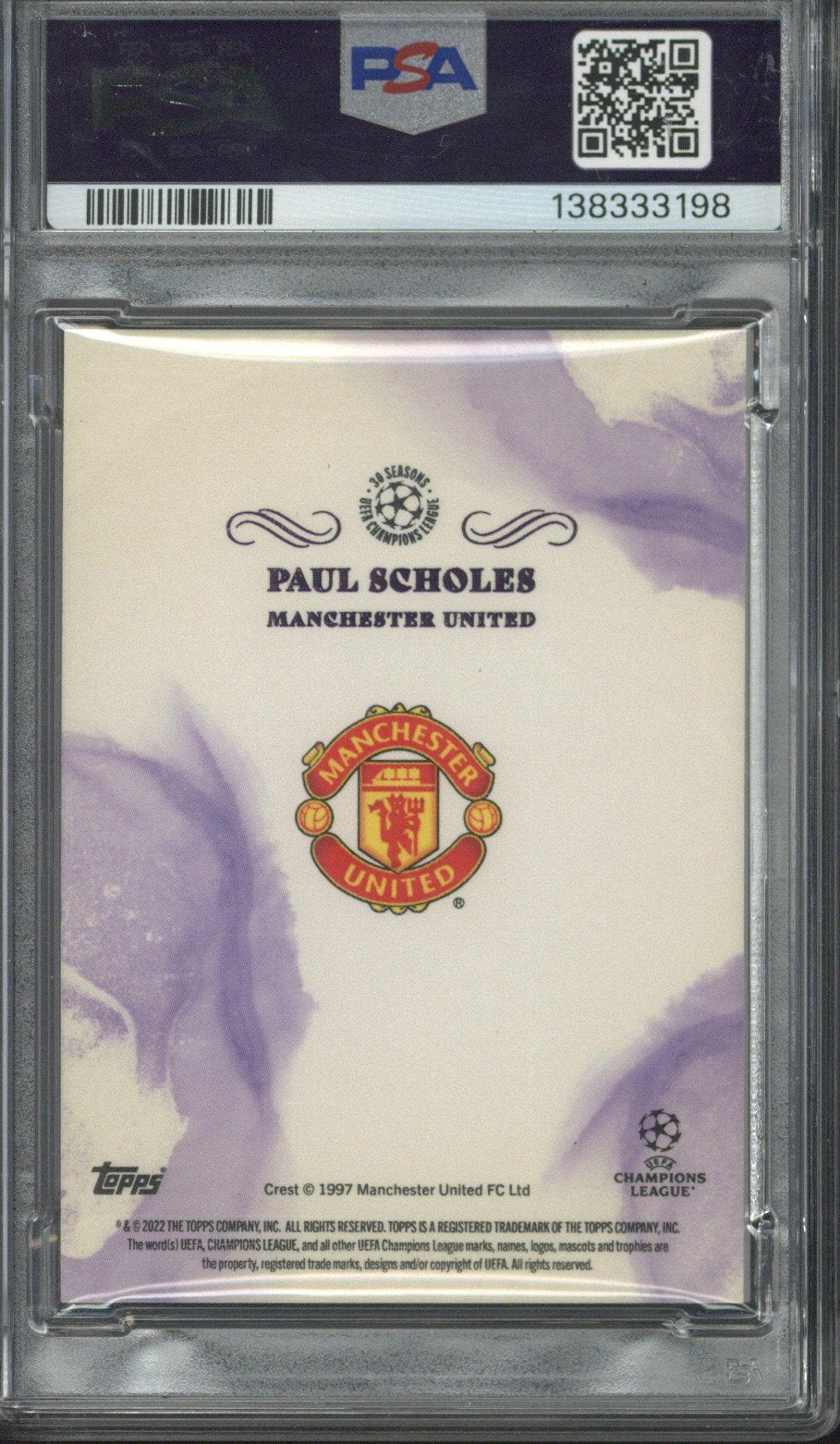 2021-22 Topps Pearl UCL Paul Scholes Autograph Purple /25 PSA 9