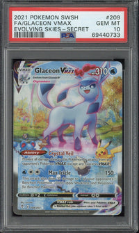 2021 Pokemon SWSH FA Glaceon VMAX Evolving Skies - Secret #209 PSA 10