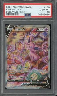 2021 Pokemon SWSH FA Espeon V Evolving Skies #180 PSA 10
