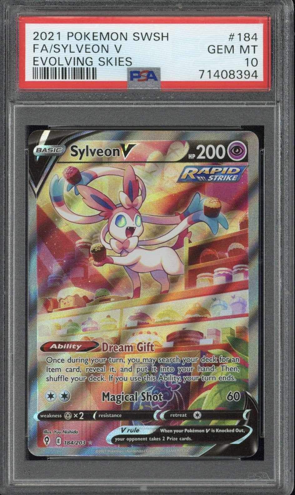 2021 Pokemon SWSH FA Sylveon V Evolving Skies #184 PSA 10
