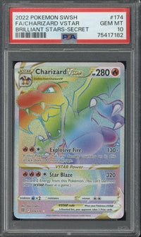 2022 Pokemon SWSH FA Charizard VSTAR Brilliant Stars - Secret #174 PSA 10
