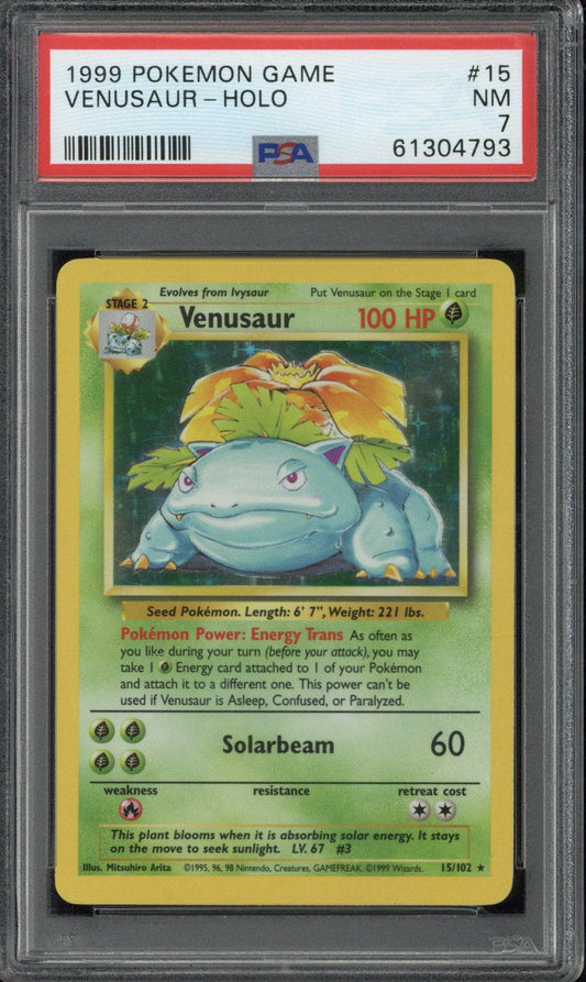 1999 Pokemon Game Venusaur - Holo #15 PSA 7
