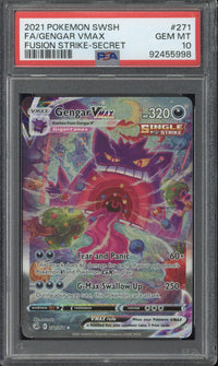 2021 Pokemon SWSH FA Gengar VMAX Fusion Strike - Secret #271 PSA 10