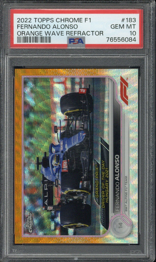 2022 Topps Chrome F1 Fernando Alonso Orange Wave Refractor /25 PSA 10