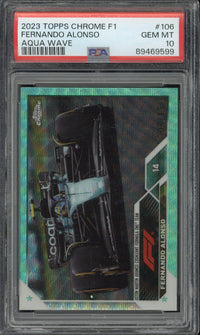 2023 Topps Chrome F1 Fernando Alonso Aqua Wave /150 PSA 10
