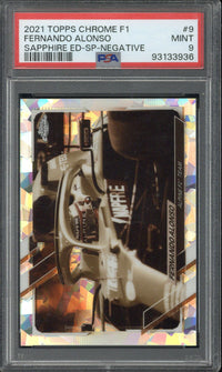 2021 Topps Chrome F1 Fernando Alonso /100 Sapphire Ed-Sp-Negative PSA 9