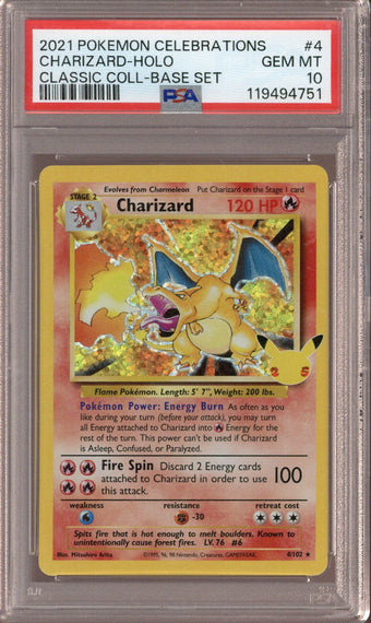 compare product 2021 Pokemon Celebrations Charizard Holo Classic Coll - Base Set #4 PSA 10 - EU