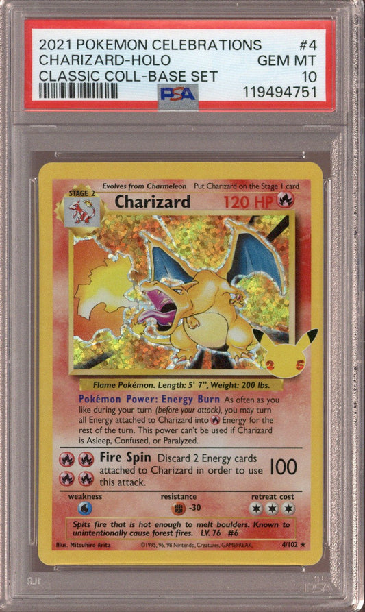 2021 Pokemon Celebrations Charizard Holo Classic Coll - Base Set #4 PSA 10 - EU