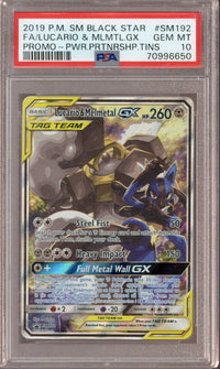 2019 P.M. SM Black Star FA/Lucario & MLMTL.GX Promo PSA 10 - EU