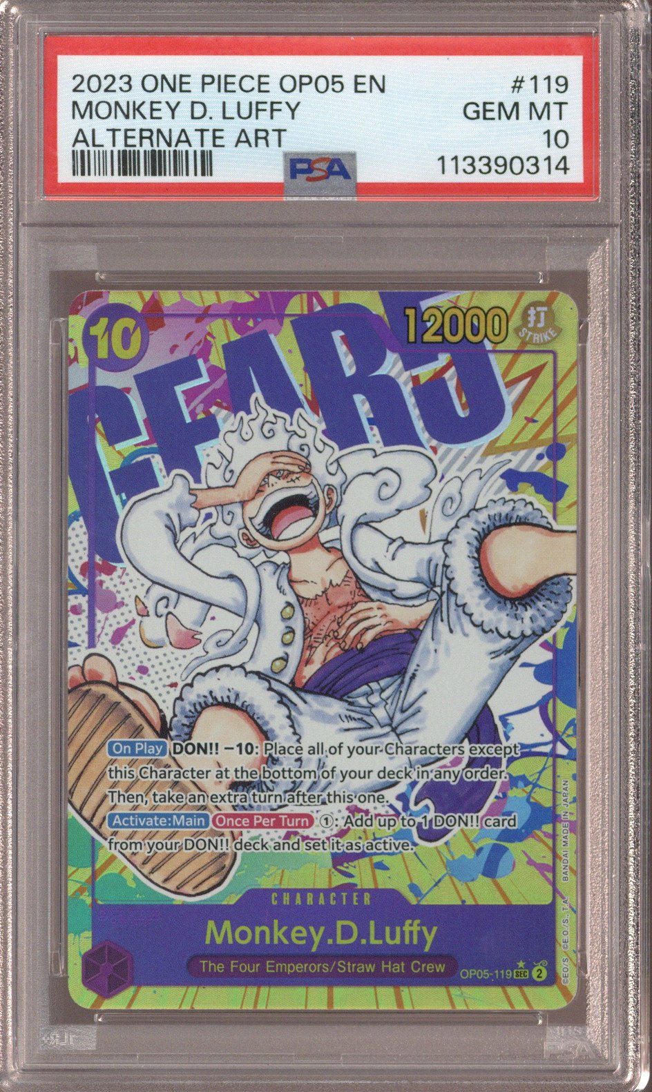 2023 One Piece OP05 EN Monkey D.Luffy Alternate Art #119 PSA 10 - EU
