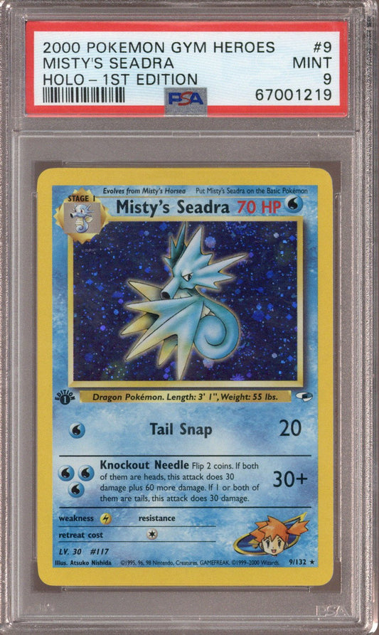 2000 Pokemon Gym Heroes Mysty's Seadra Holo - 1st Edition PSA 9 - EU