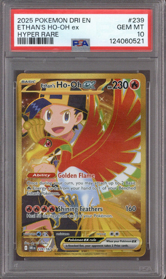 2025 Pokemon DRI EN Ethan's Ho-oh EX Hyper Rare #239 PSA 10