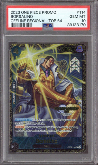 compare product 2023 One Piece Promo Borsalino Top 64 #114 PSA 10 - EU