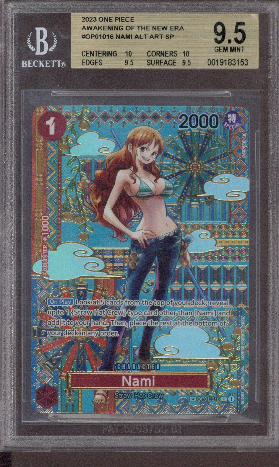 2023 One Piece Awakening Of The New Era OP01 Nami Alt Art Beckett 9.5 - EU