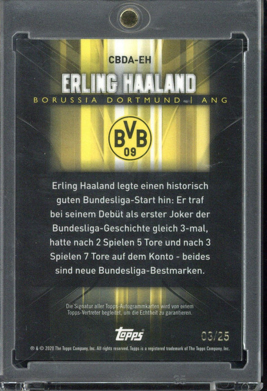 2020 Topps Chrome BVB Erling Haaland Borussia Dortmund On Card Autograph /25 #CBDA-EH