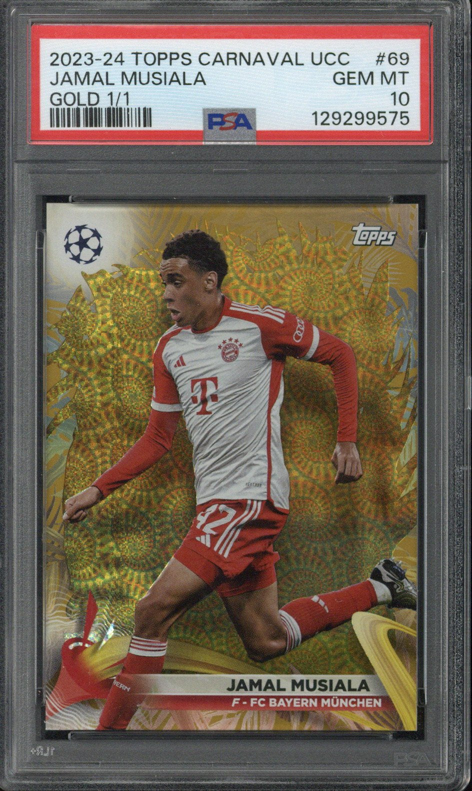 2023-24 Topps Carnaval UCC Jamal Musiala Gold 1/1 #69 PSA 10