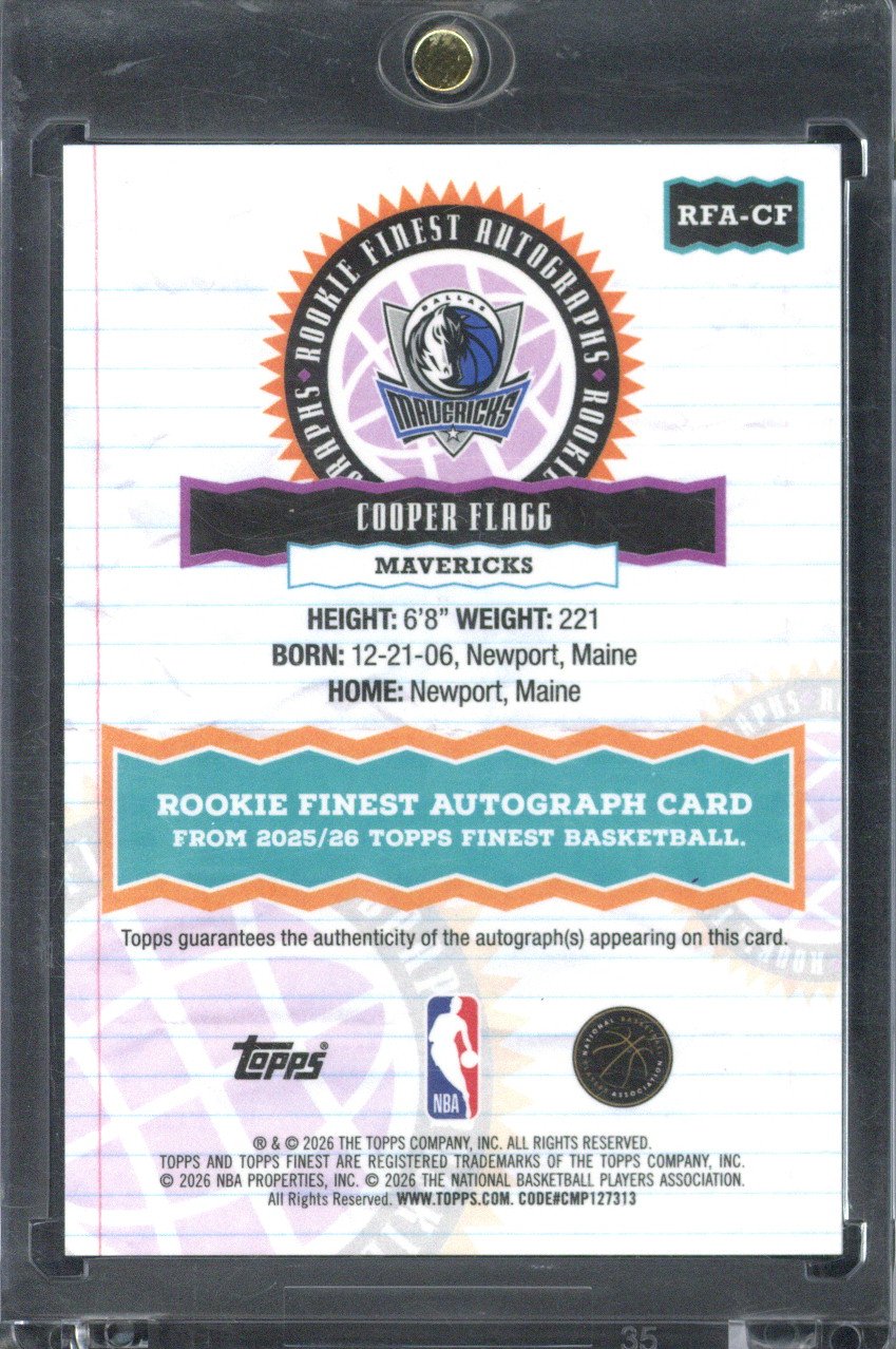 2025 Topps Finest Cooper Flagg RC Autograph Green Geometric /175 #RFA-CF