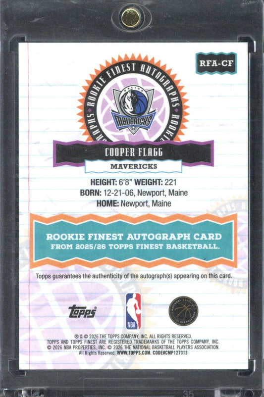2025 Topps Finest Cooper Flagg RC Autograph Green Geometric /175 #RFA-CF