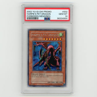 compare product 2002 YuGiOh Promo Harpie's Pet Dragon Forbidden Memories #002 PSA 10 (#AF16)