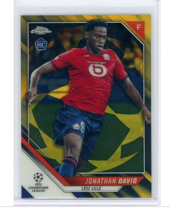 compare product Jonathan David 2022 Topps Chrome UCL Black/Gold Star #'d 21/30 rookie card